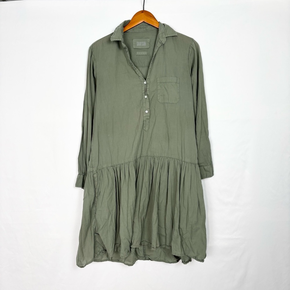 Grayson The Changemaker Dress Green Size D2 Cotton Lightweight Button Up